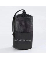 The Gym Towel - White - Move House - Bottom Front - Embroidered - Black - The Gym Towel Bag - Black - Center Body - Printed - White