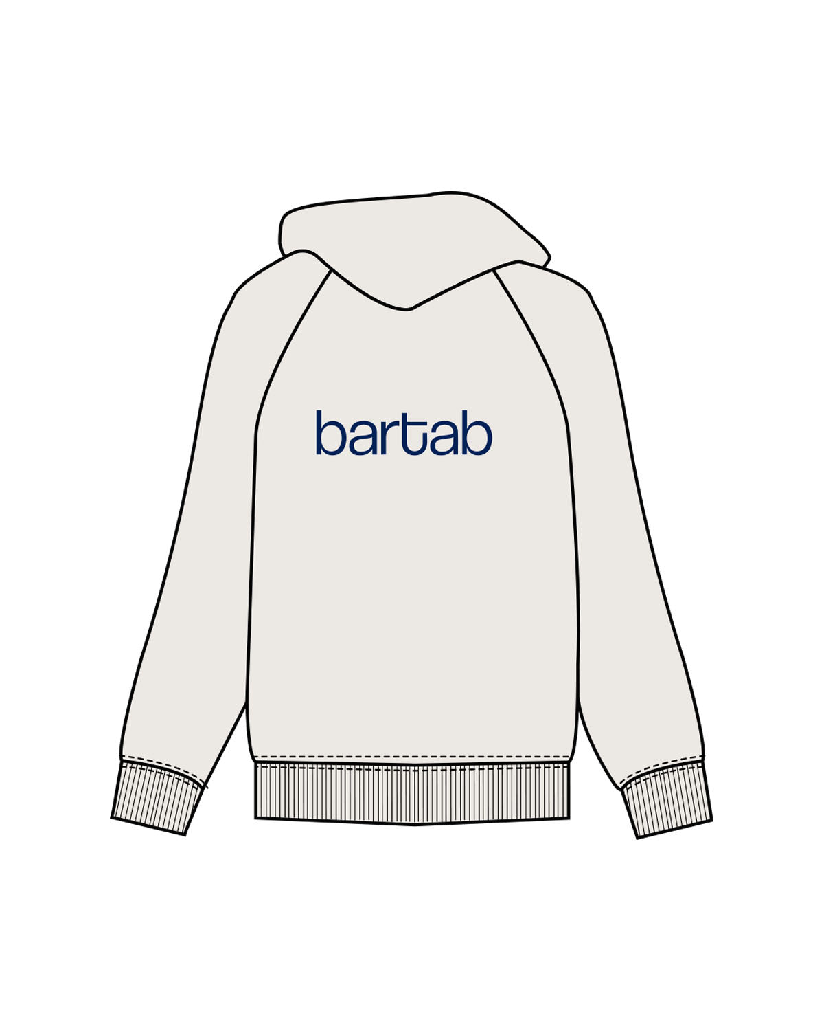 The Mens Heavyweight Hoodie - Bone - Bartab - Left Chest & Center Back - Printed - Midnight Blue