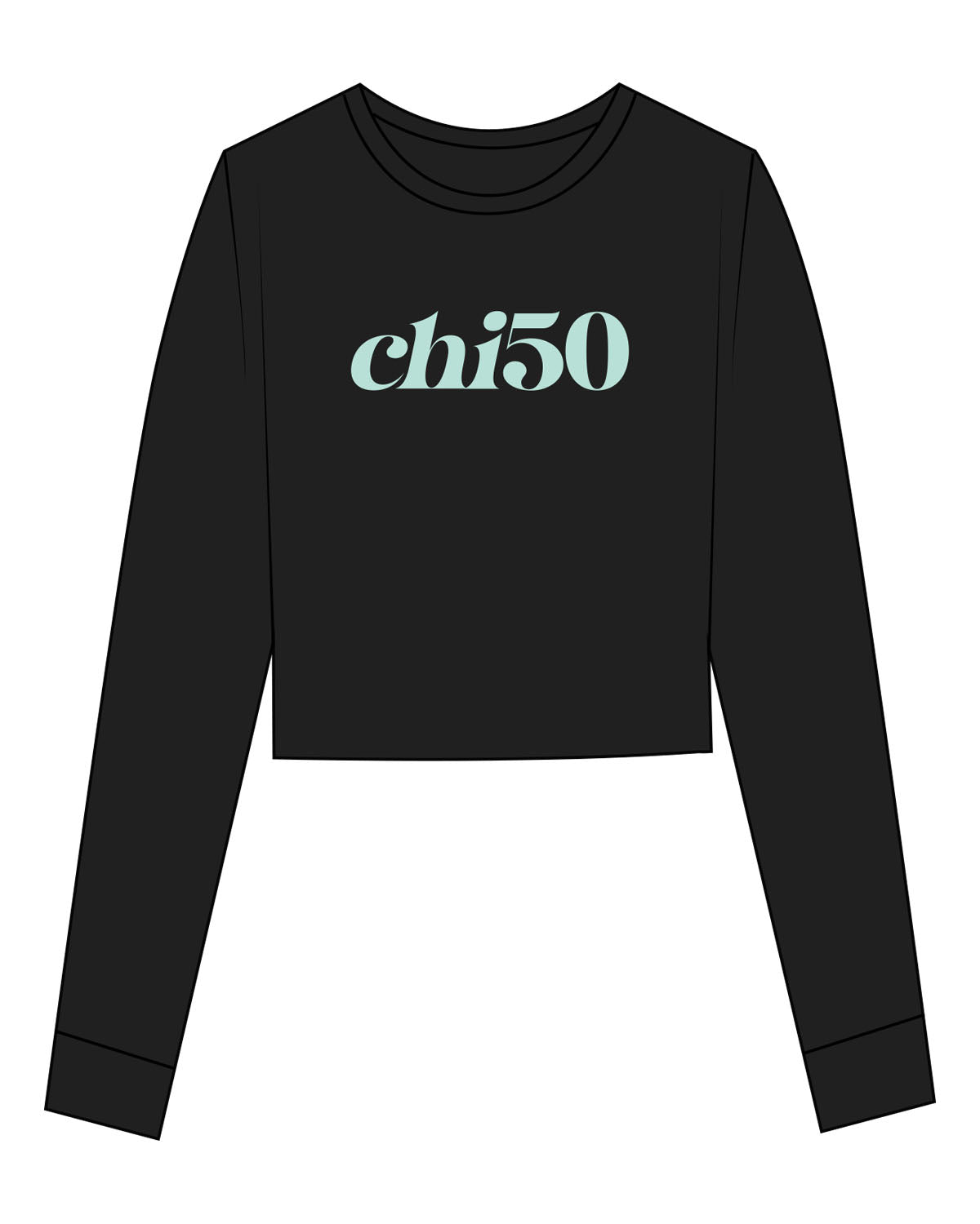 The Crop Long Sleeve - Black - Chi50 - Center Chest - Printed - Mint