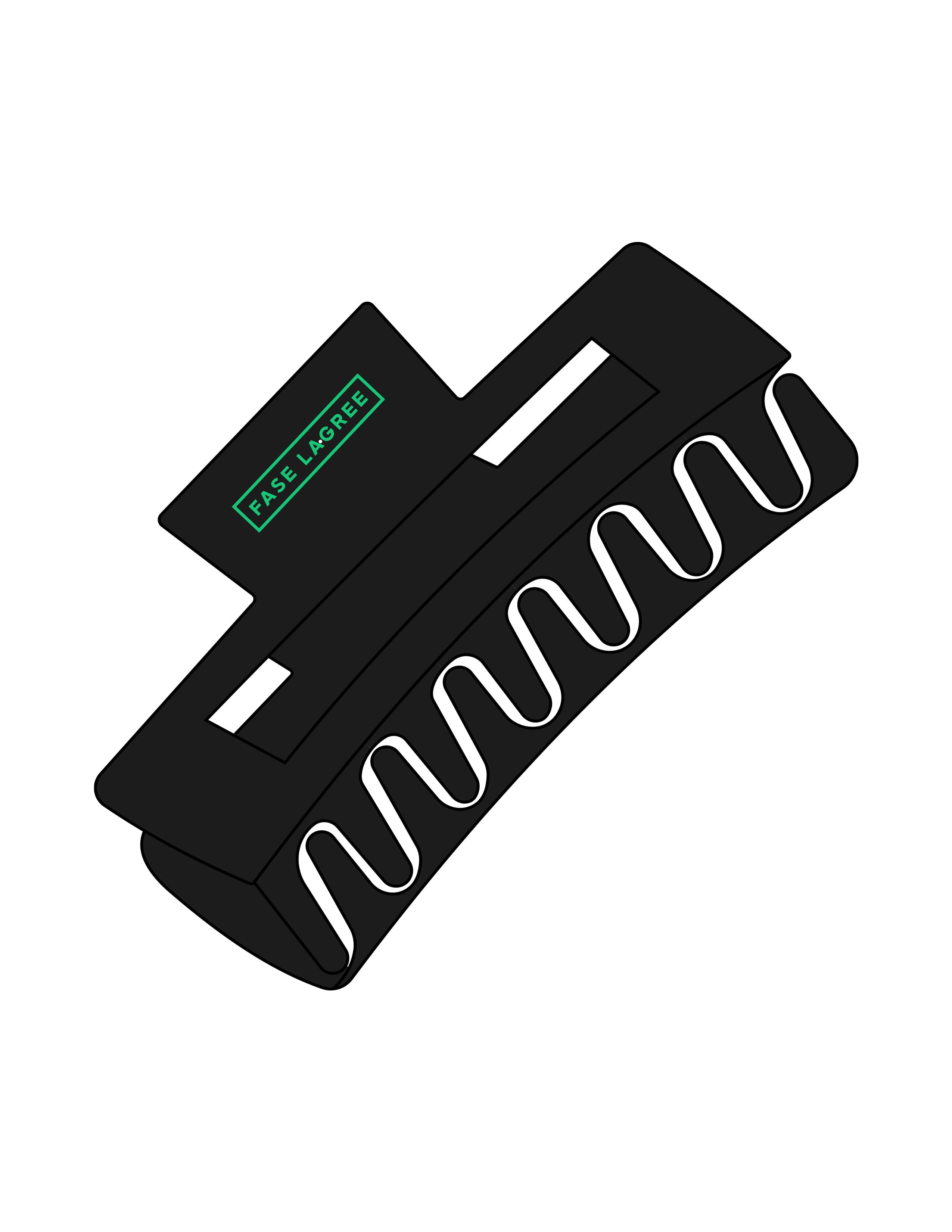 The Claw Hair Clip - Black - Fase Lagree - Top Logo - Printed - Emerald
