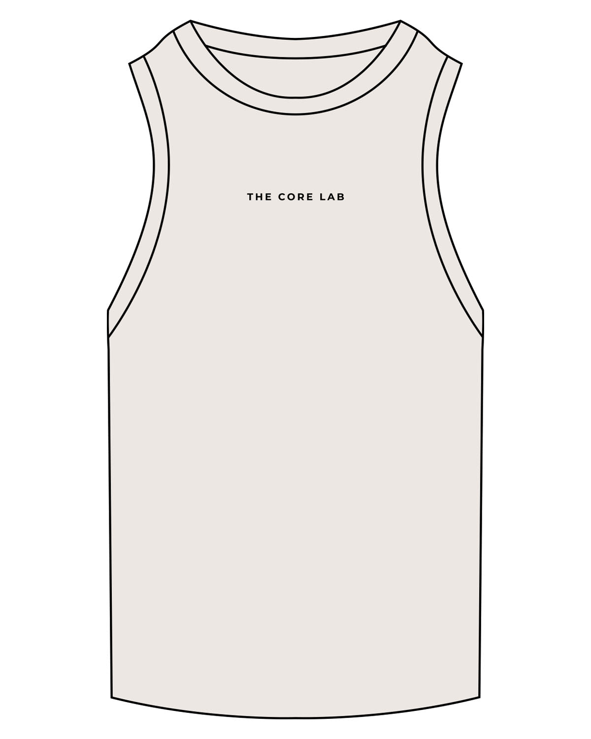 The Ribbed Full Length Tank - Bone - Core Lab - Center Chest - Embroidered - Black
