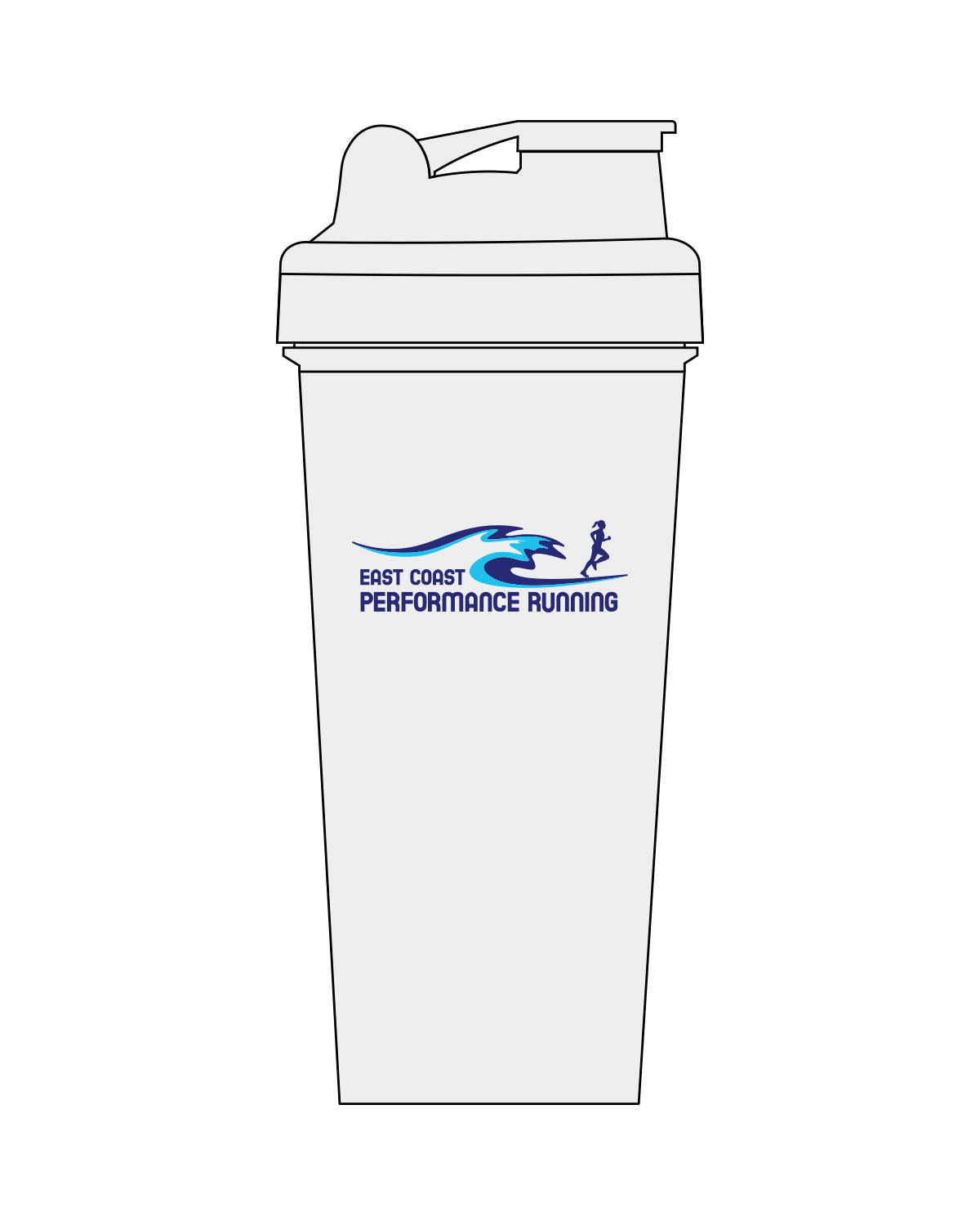 The Shaker Bottle - Clear - East Coast Performace Running - Front Stacked - Printed - Full Color