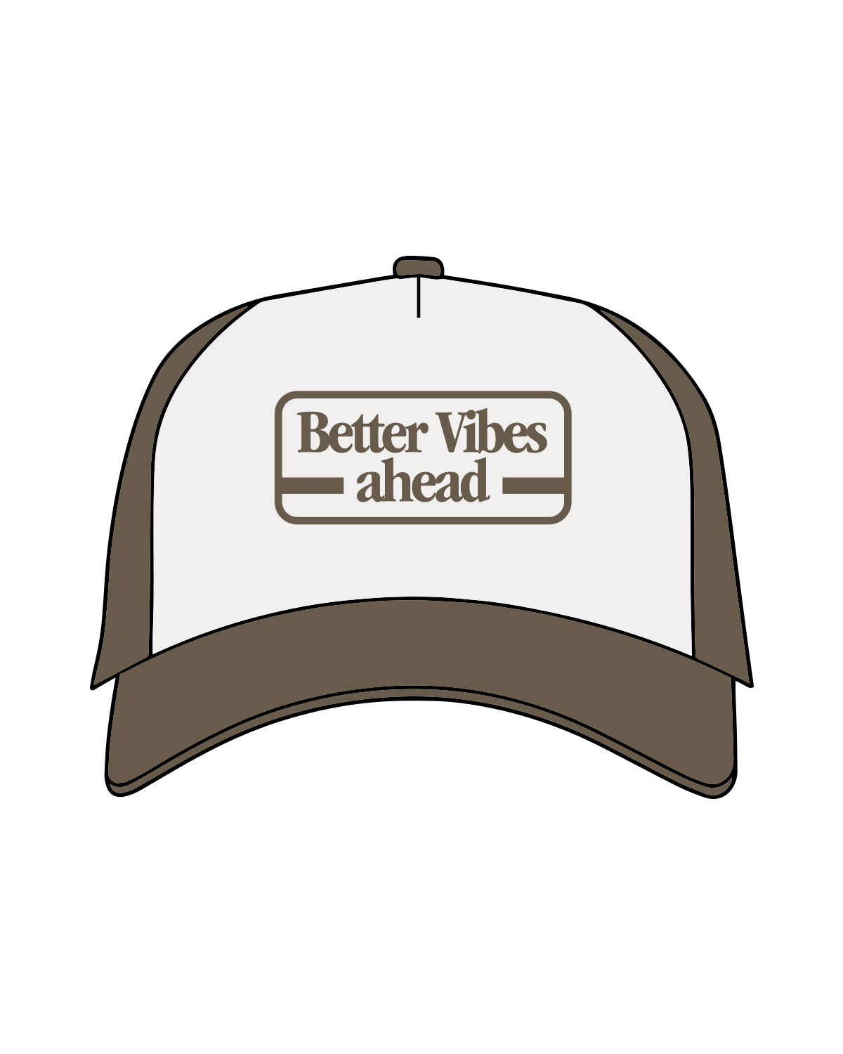 The 5 Panel Canvas Cap - Natural / Walnut - The Vibe - Front Center Stacked - Full Color