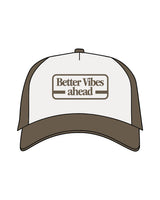 The 5 Panel Canvas Cap - Natural / Walnut - The Vibe - Front Center Stacked - Full Color
