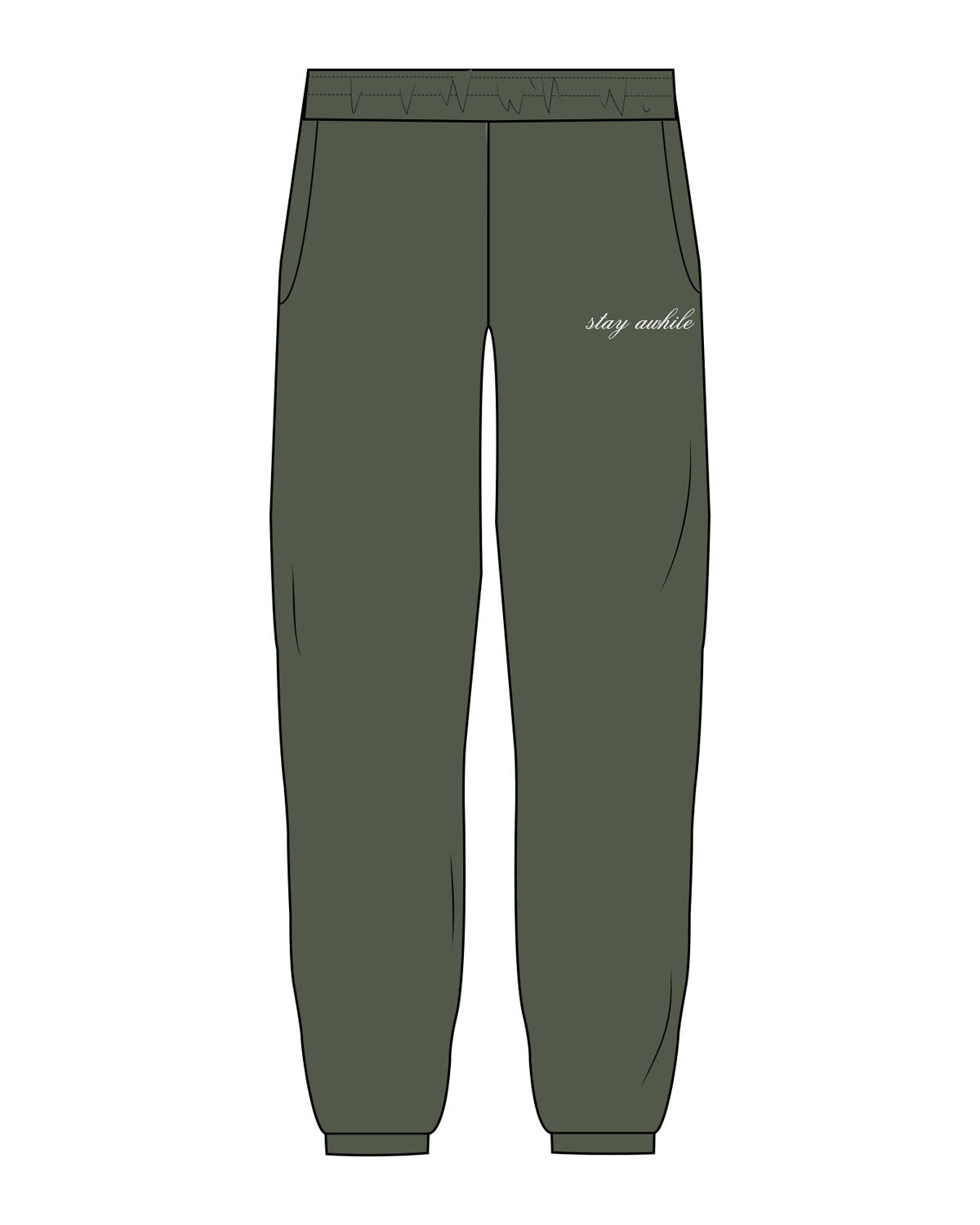The Mens Sweatpants - Cypress - The Supper Club - Left Leg - Printed - White
