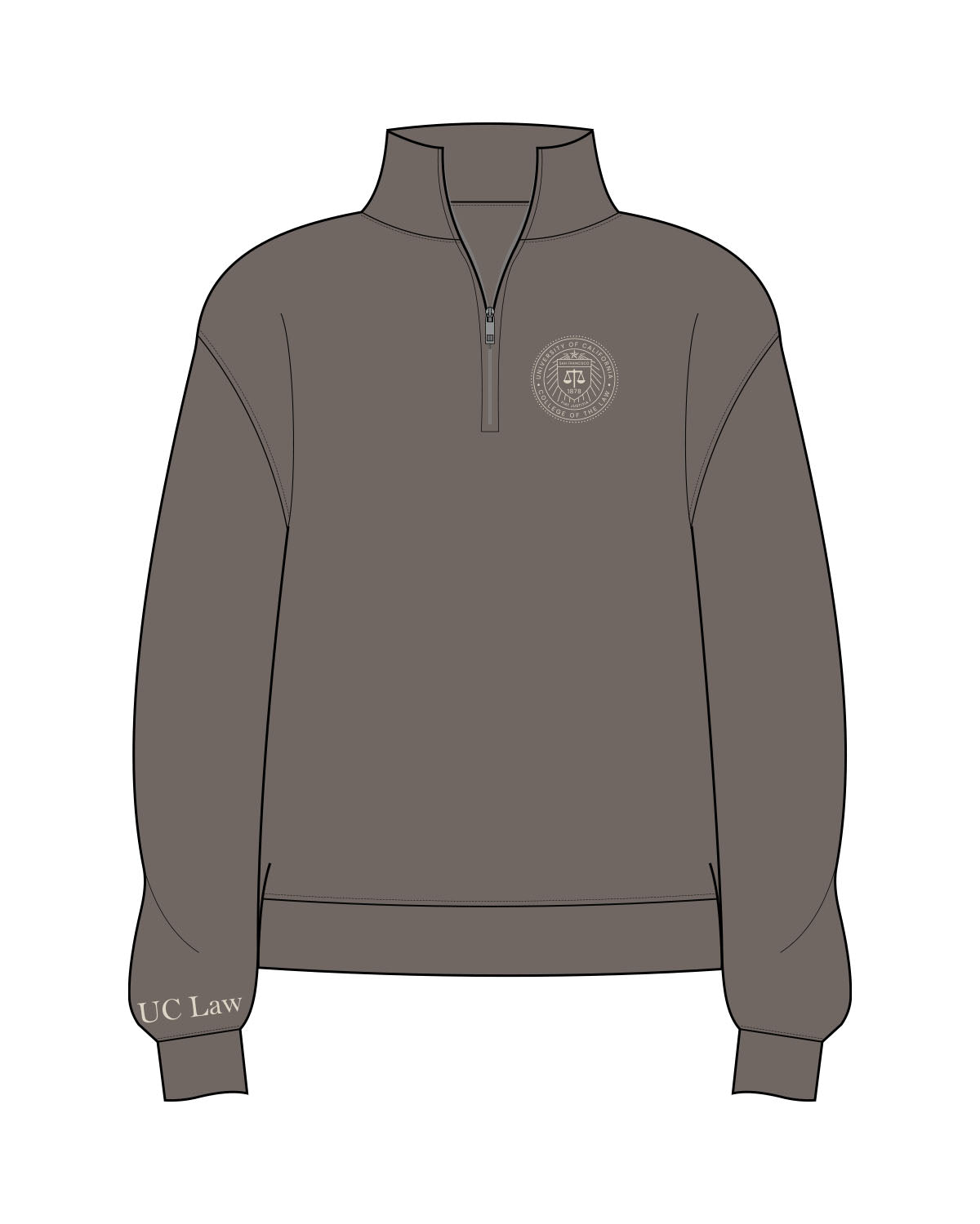 The Womens 1/4 Zip - Washed Gray - Karla Reynoso - Left Chest - Right Sleeve - EMB - Off White