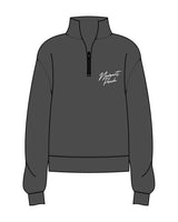 The Womens 1/4 Zip - Washed Black - Newport Peach - Left Chest Stacked - White