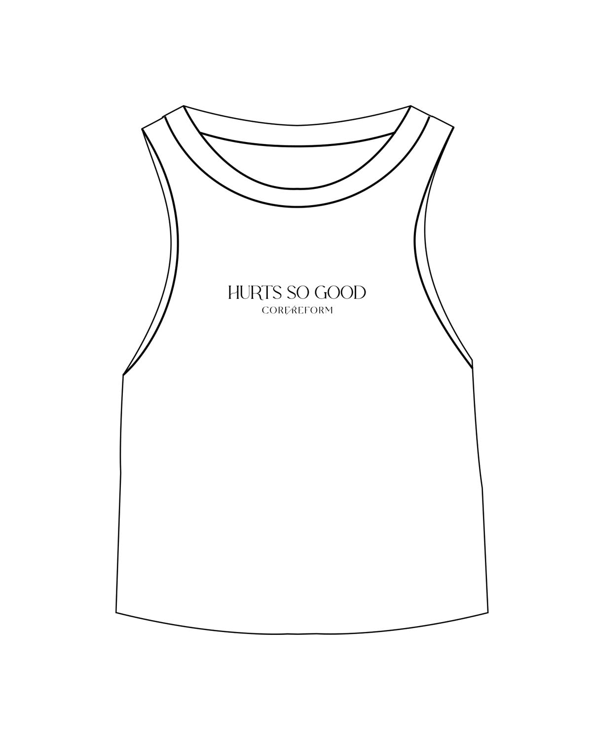 The Micro Rib Racer Crop - White - Core Reform - Center Chest - Printed - Black