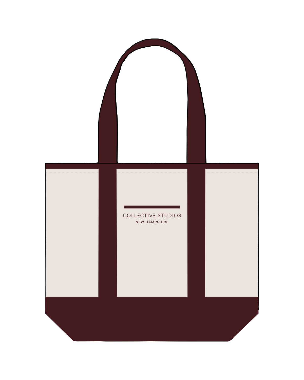 The Contrast Tote Bag - Natural / Maroon - Collective Studios - Center - Embroidered - Maroon