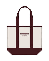 The Contrast Tote Bag - Natural / Maroon - Collective Studios - Center - Embroidered - Maroon