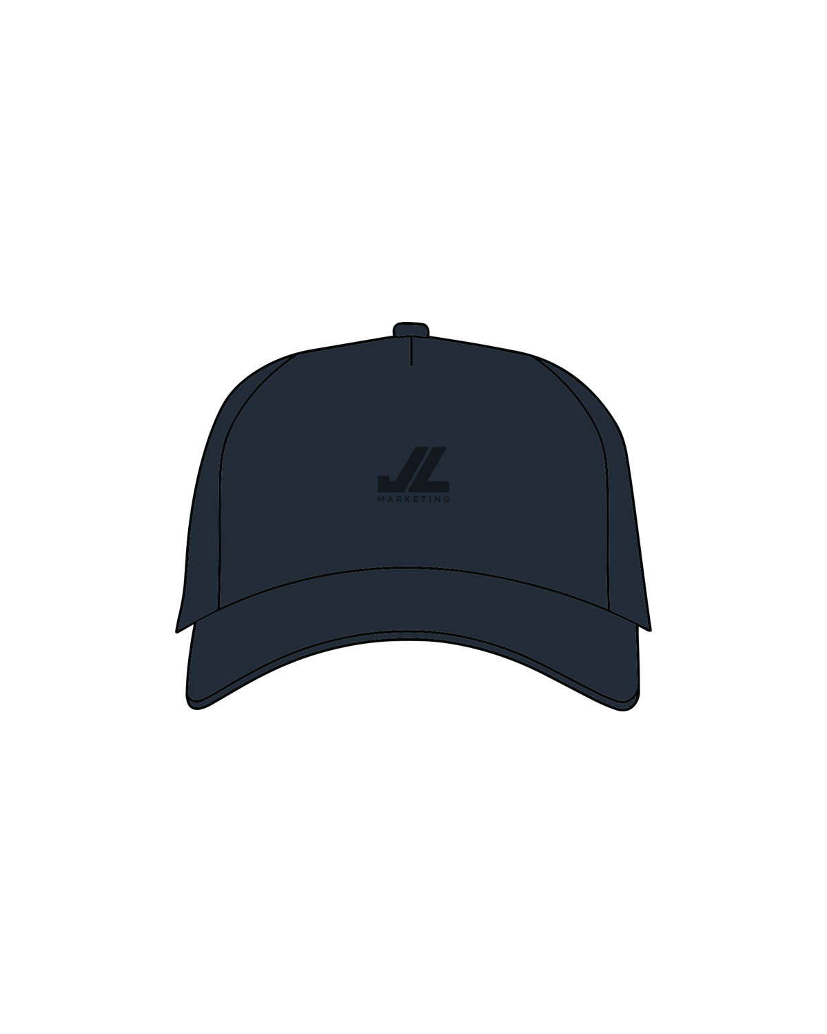 The 5 Panel Trucker Hat - Navy - JL Marketing - Center Crown - Embroidered - Tone on Tone