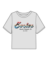 The Boxy Crop Tee - Heather - Evolve Modern- Center Chest Stacked - Full Color