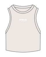 The Ribbed Crop Tank - Bone - Strive - Center Chest Stacked - Embroidered - White
