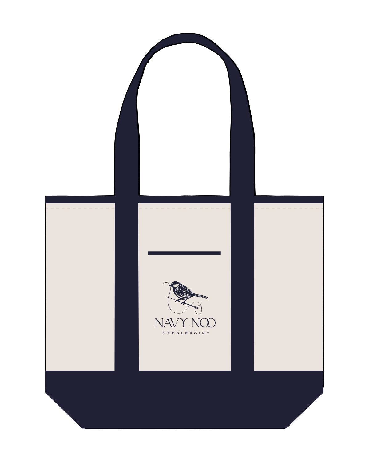 The Contrast Tote Bag - Natural / Navy - NAVY NOO - Center Stacked - Navy