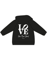 The Kids Zip Hoodie - Black - New Mom School - Left Chest & Back Stacked - Printed - White