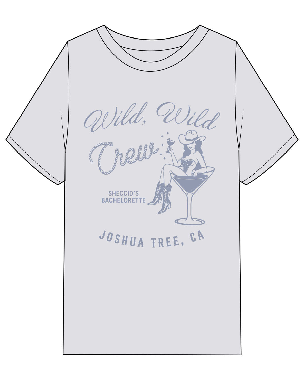 The Womens Heavyweight Tee - Washed Powder - BACH-SHE - Center Chest - Crew - Printed - Tone on Tone