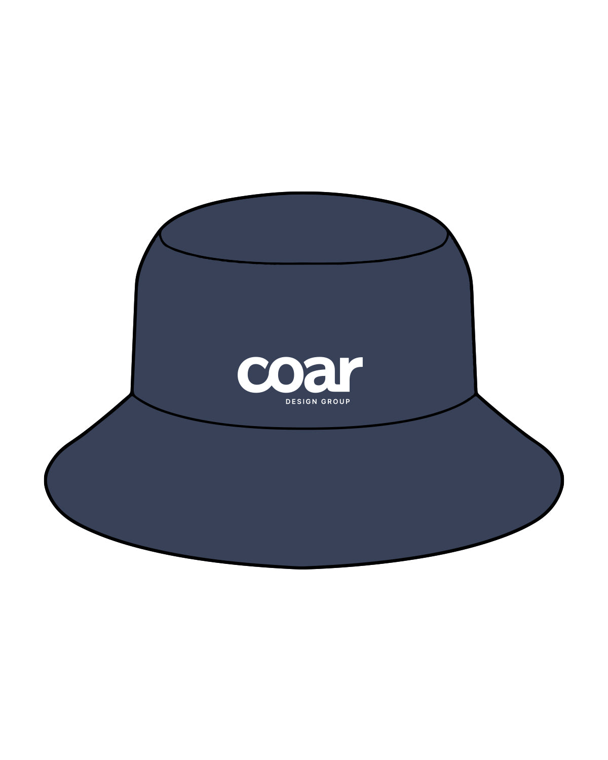 The Bucket Hat - Navy - Coar - Front Center Stacked - White