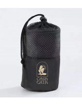 The Gym Towel - Tan - Casa Caia - Front Bottom Left - Embroidered - Brown - The Gym Towel Bag - Black - Center Body Stacked - Printed - Sand