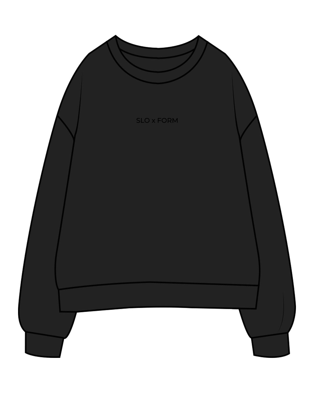 The Womens Crewneck - Black - Slo x Form - Center Chest - Embroidered - Black