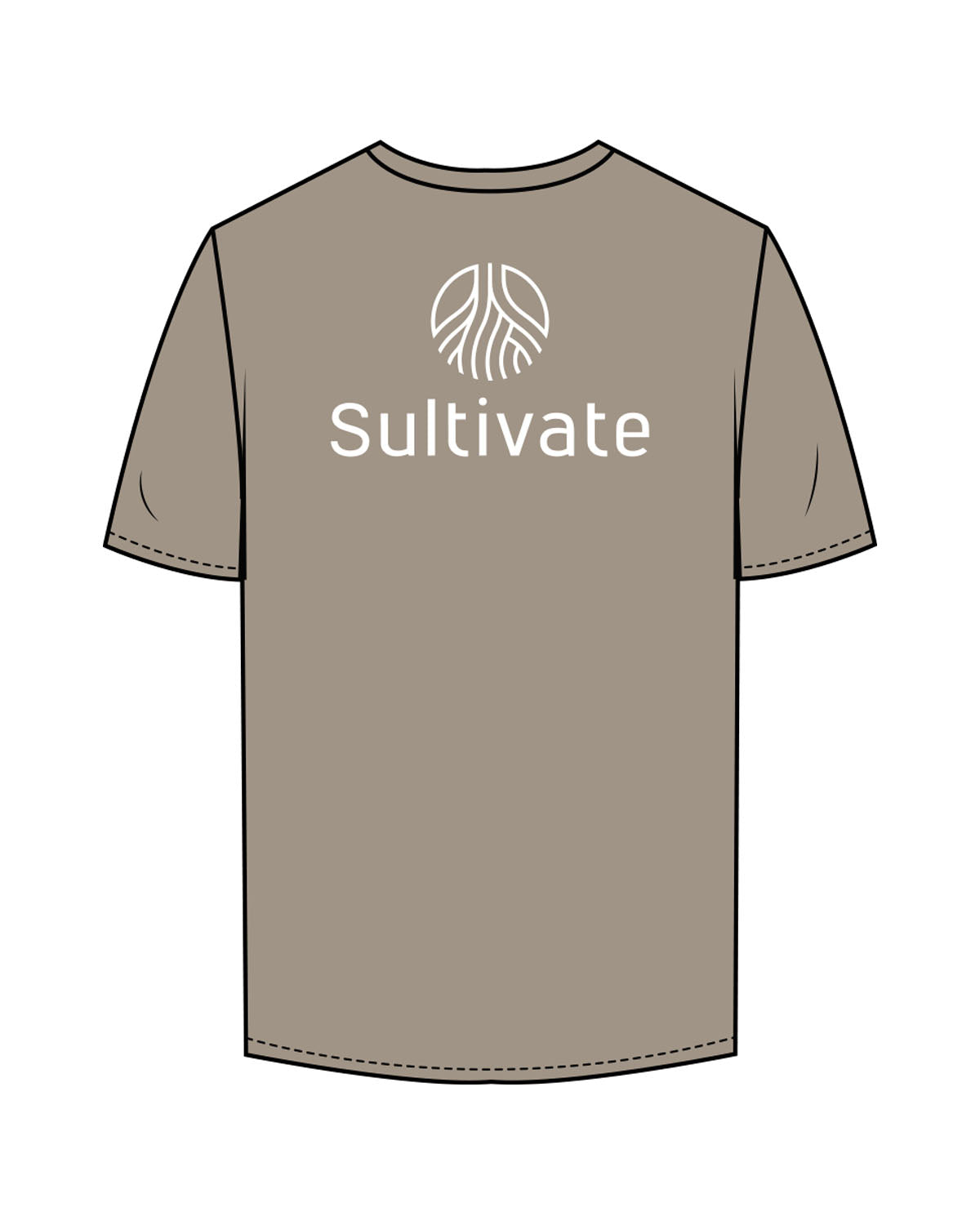 The Mens Tee - Eucalyptus - Sultivate - Left Chest & Back Stacked - Printed - White