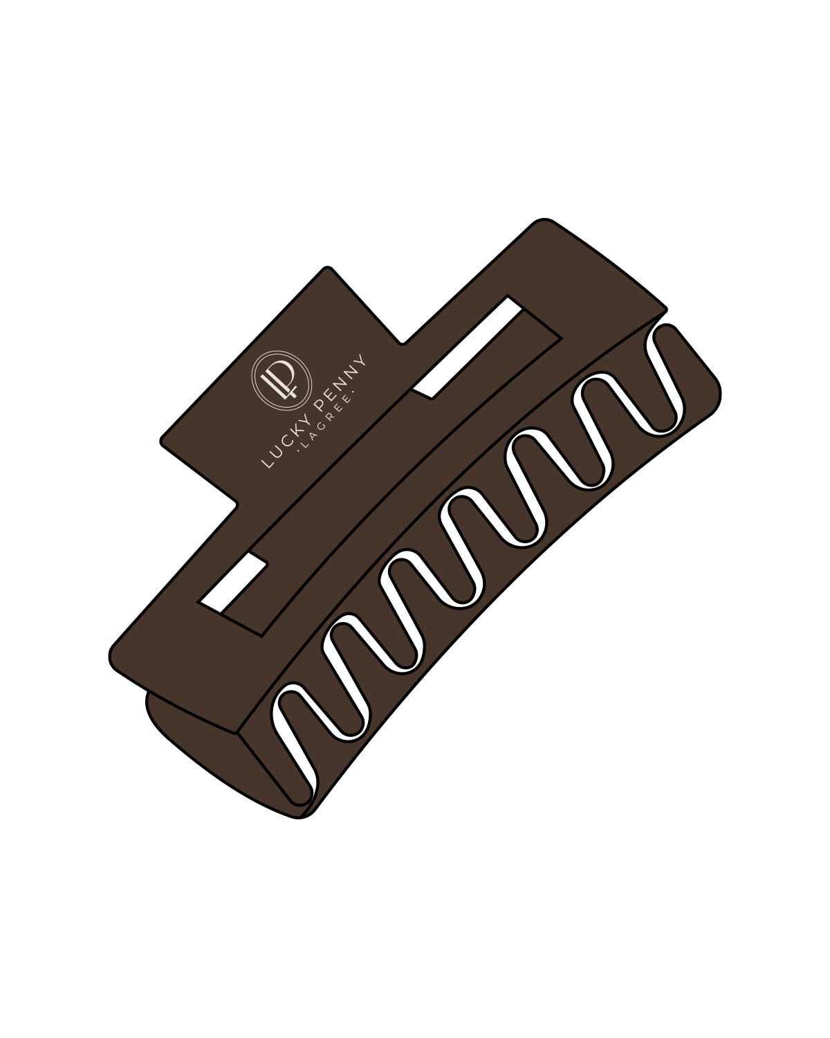 The Claw Hair Clip - Chocolate - Lucky Penny - Center - Icon - Printed - Natural