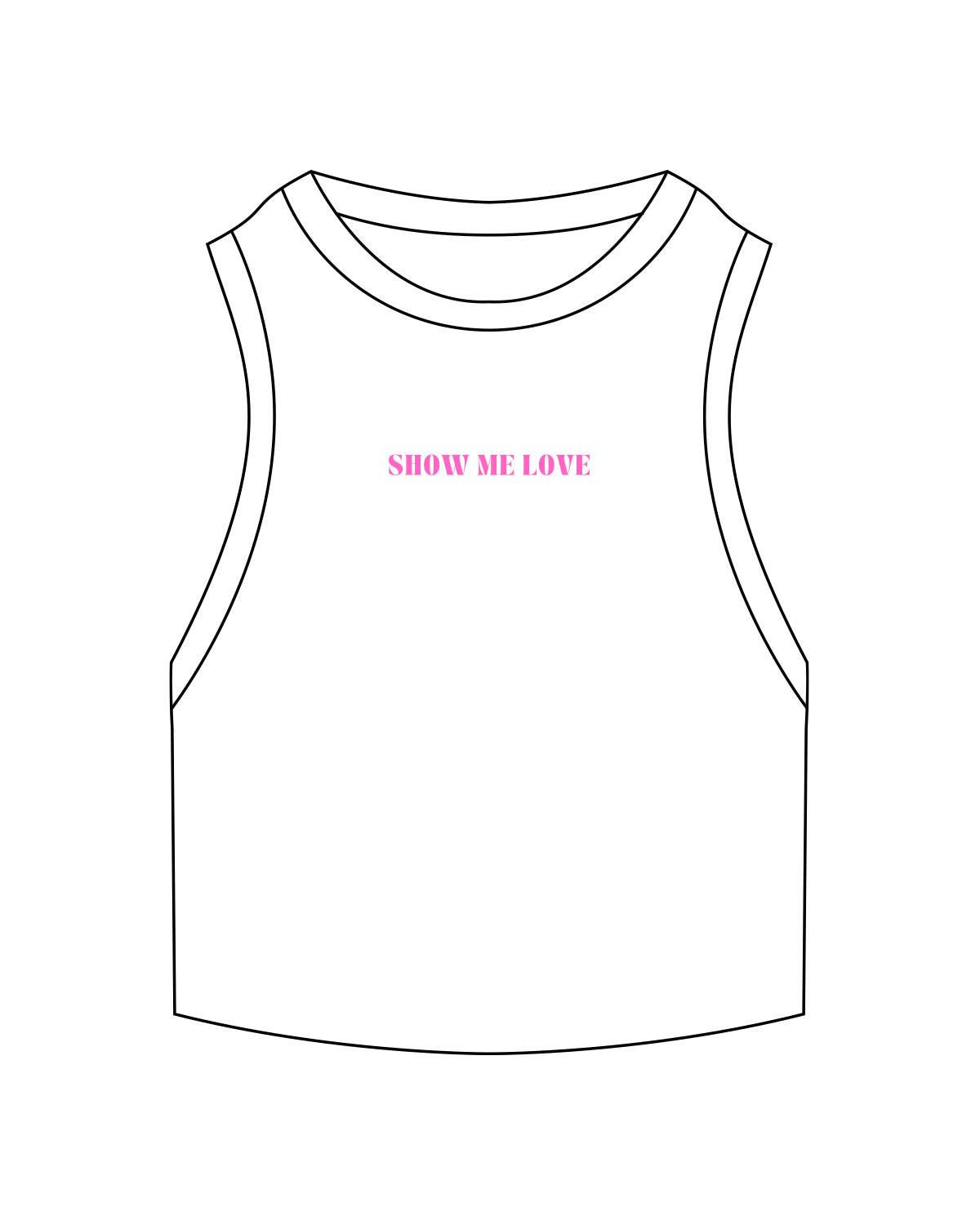 The Ribbed Crop Tank - White - Samantha C - Center Chest - Embroidered - Pink