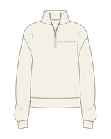The Womens 1/4 Zip - Off White - Ring Concierge - Left Chest - Embroidered - Brown - 1510