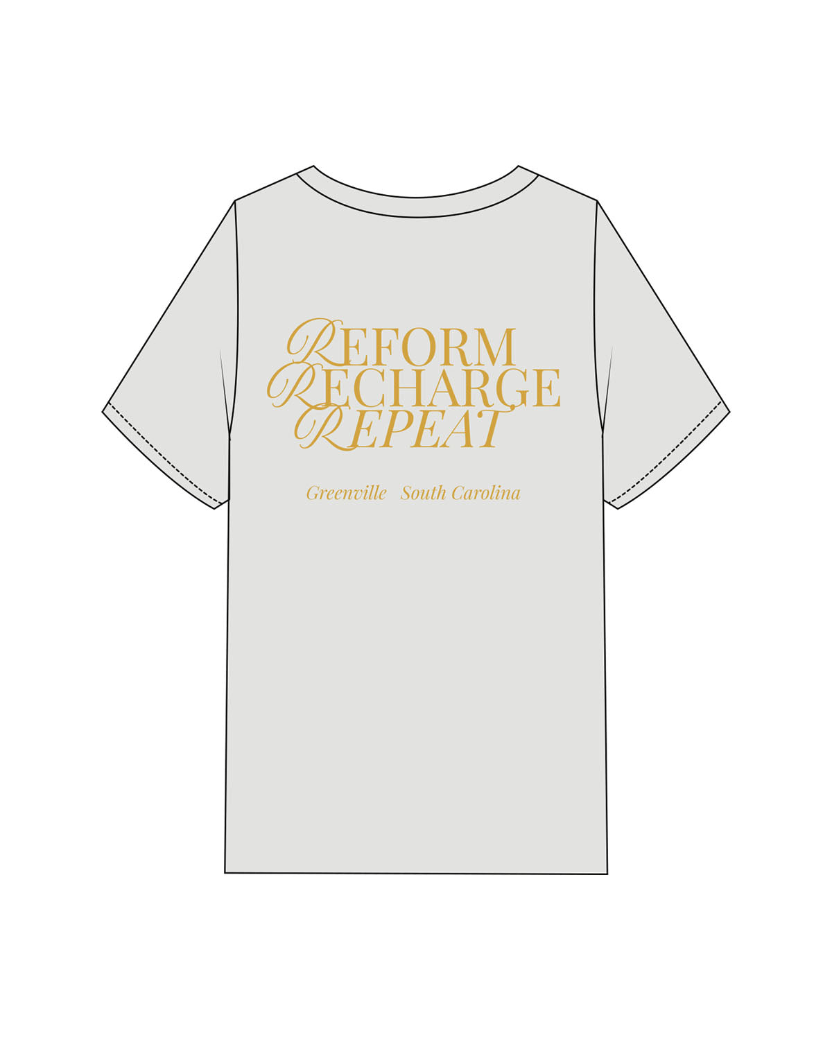 The Mens Heavyweight Tee -  Washed Storm - REFORA - Left Chest Stacked - Back Center Stacked - Printed - Gold