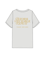The Mens Heavyweight Tee -  Washed Storm - REFORA - Left Chest Stacked - Back Center Stacked - Printed - Gold