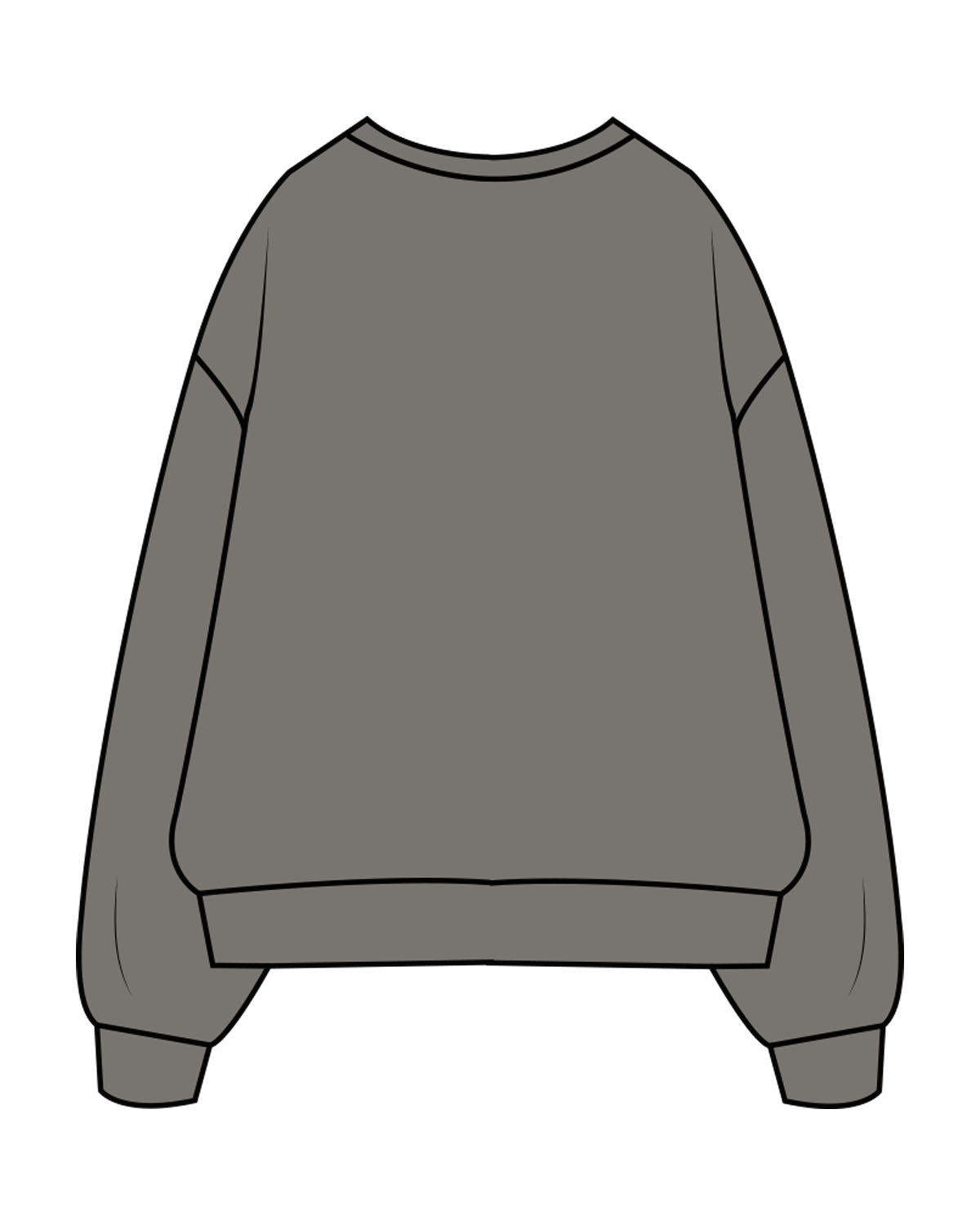 The Mens Crewneck - Washed Gray - Bean Head - Left Chest - Embroidered - Off White