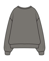 The Mens Crewneck - Washed Gray - Bean Head - Left Chest - Embroidered - Off White