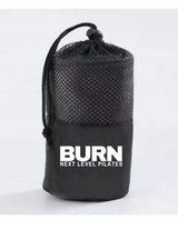 The Gym Towel - Red - Burn Next Level - Front Bottom Stacked - Embroidered - White - The Gym Towel Bag - Black - Center Body - White