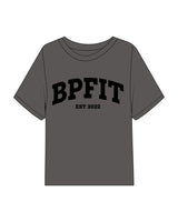 The Midweight Crop Tee - Pepper - Bigger Picture Fitness - Arc Chest Stacked - Printed - Black