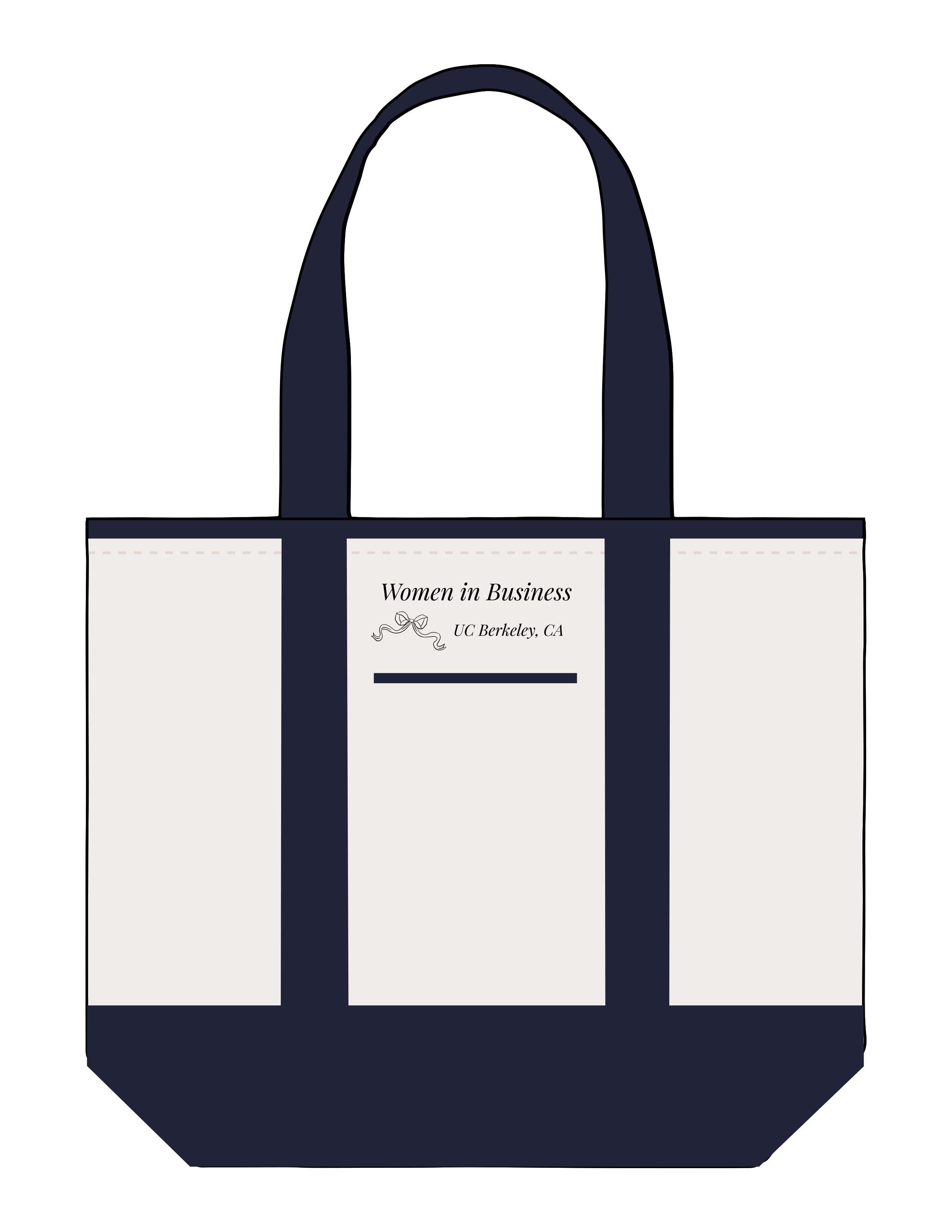 The Contrast Tote Bag - Natural / Navy - Berkeley Women - Upper Body Stacked - Embroidered - Navy