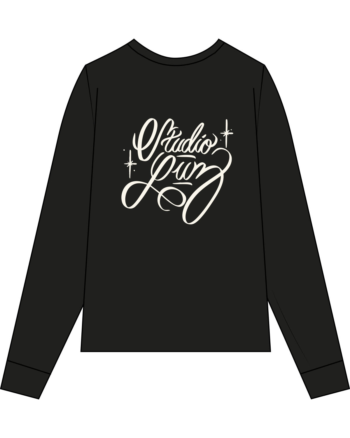 The Mens Heavyweight Long Sleeve - Black - Studio Luz - Center Chest - Full Back - Printed - Off White