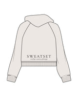 The Womens Crop Hoodie - Bone - Sweatset - Left Chest - Back Bottom - Printed - Charcoal