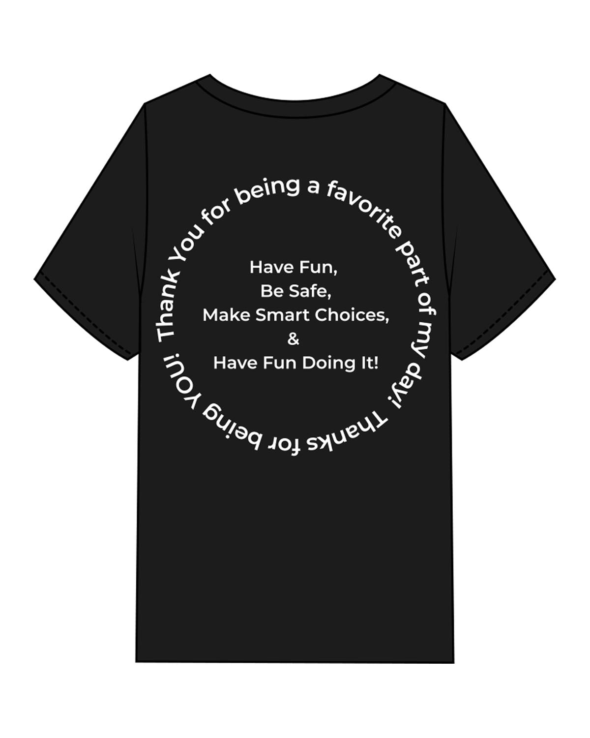 The Mens Heavyweight Tee - Black - HiLo - Left Chest Round - Back Center Round - Printed - White