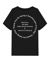 The Mens Heavyweight Tee - Black - HiLo - Left Chest Round - Back Center Round - Printed - White