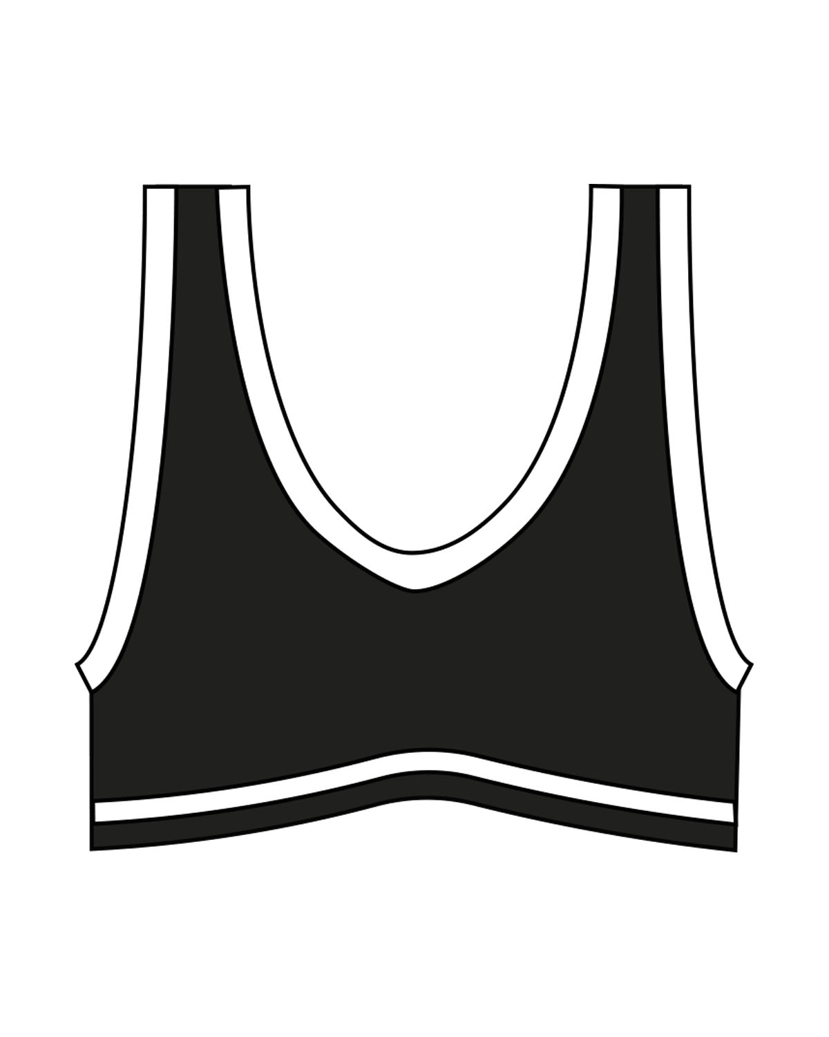 The Piped Bra - Black - Plank + Power - Back Center - Printed - White