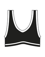 The Piped Bra - Black - Plank + Power - Back Center - Printed - White