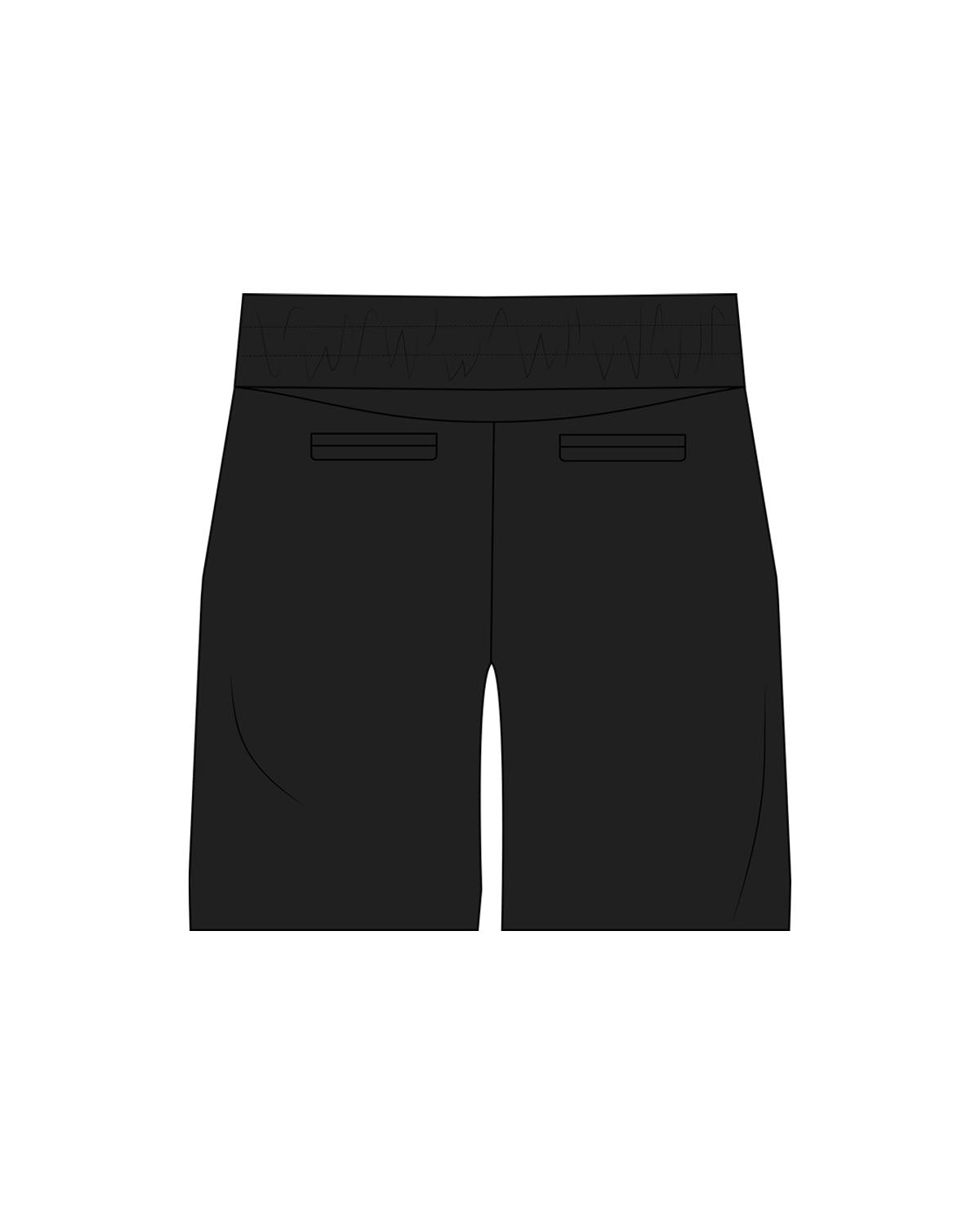 The Mens Beach Short - Black - UCSD Dance - Left Bottom Leg - Printed - Full Color