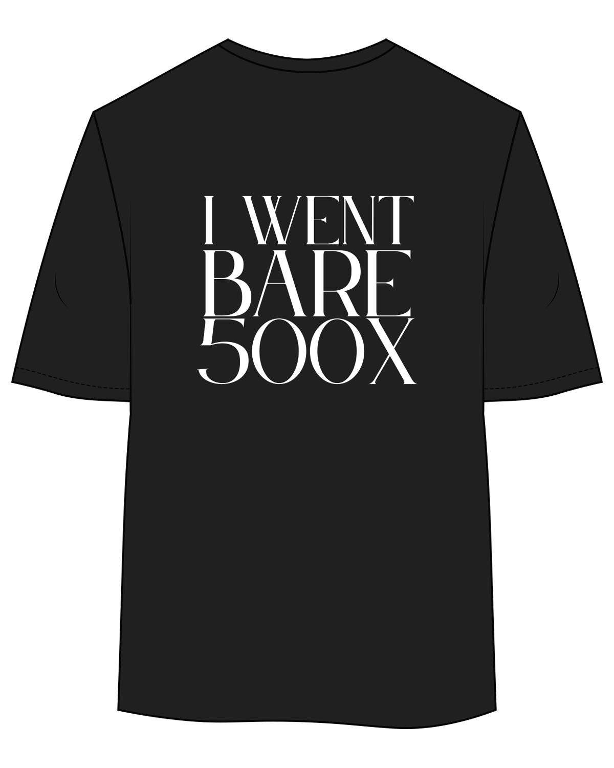The Womens Oversized Tee - Black - Bare Pilates - Left Chest & Back Center Stacked - Printed - White