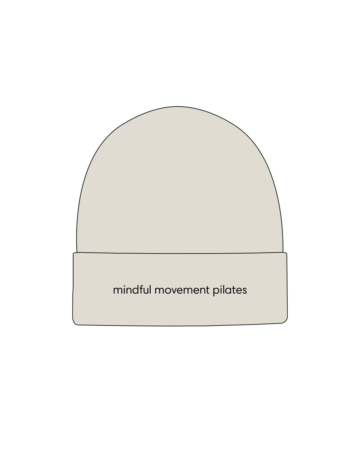 The Merino Wool Beanie - Oat - Mindful Movement - Center - Text - Black
