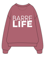 The Midweight Unisex Crewneck - Washed Maroon - Barre Life - Left Chest - Back Center - Printed - White