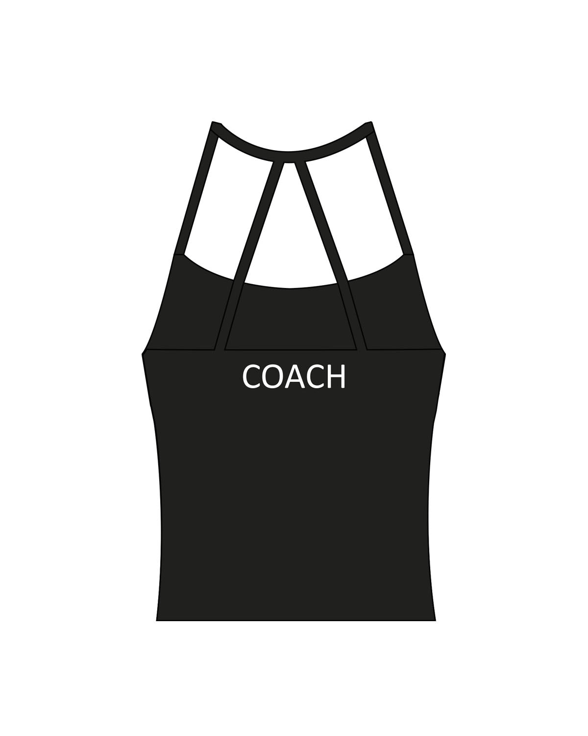 The Womens Sporty Tank - Black - Krista- Left Chest - Back - "Coach" - Printed - Full Color