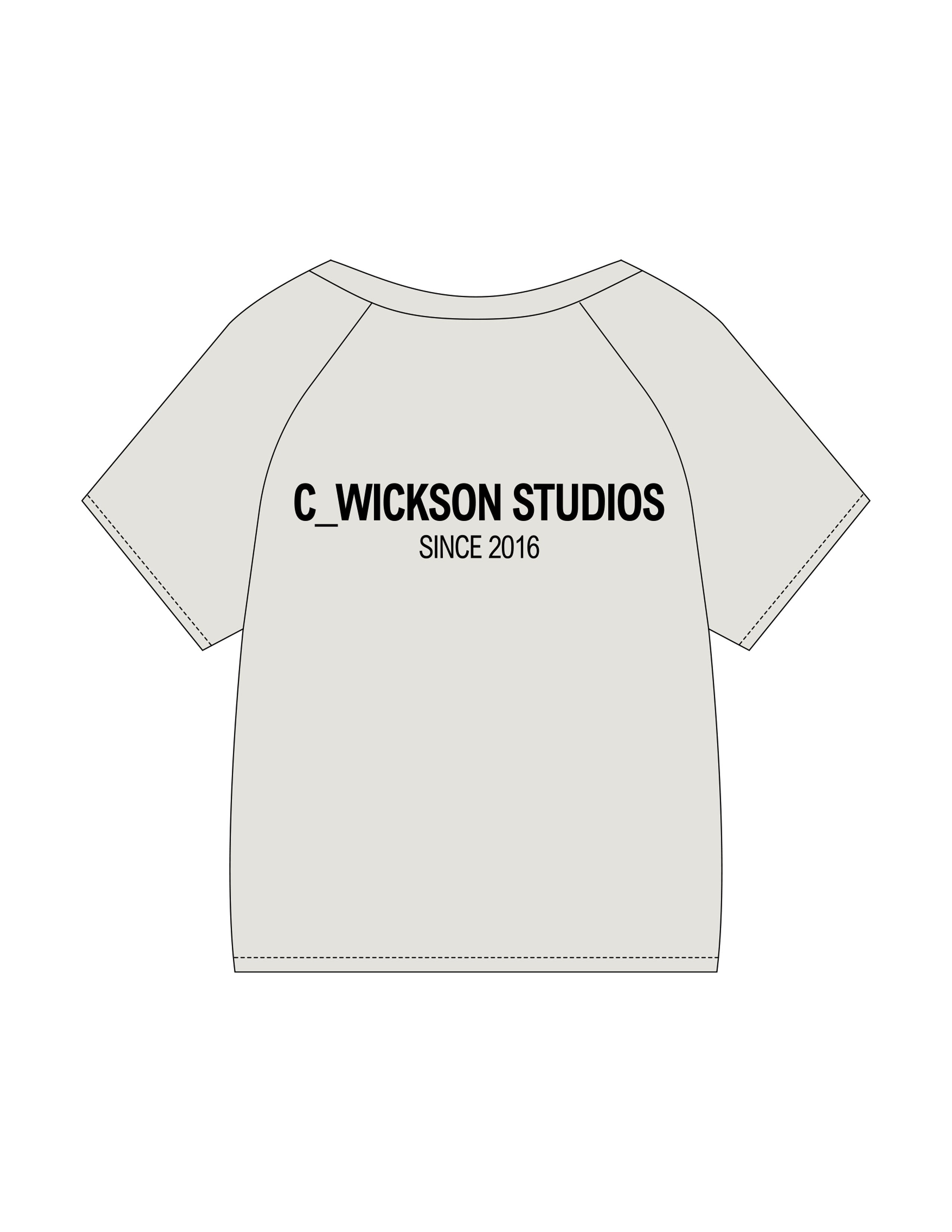 The Kids Heavyweight Tee - Washed Bone - C Wickson - Left Chest "CW" & Back Stacked - Printed - Black