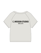 The Kids Heavyweight Tee - Washed Bone - C Wickson - Left Chest "CW" & Back Stacked - Printed - Black