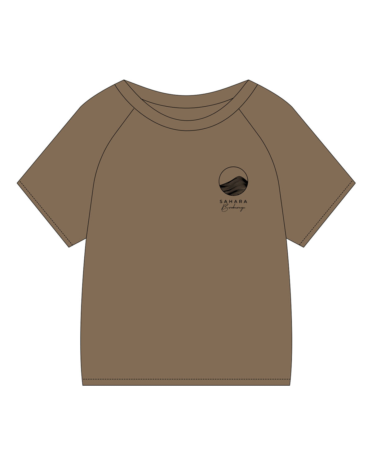The Kids Tee - Walnut - Sahara Brokerage - Left Chest Stacked - Embroidered - Black