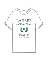 The Mens Heavyweight Tee - White - Peak 45 - Park City - Center Chest Stacked - Green