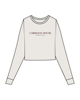 The Micro Rib Crop Long Sleeve - Natural - Carriage House - Center Chest Stacked - Printed - Dark Maroon